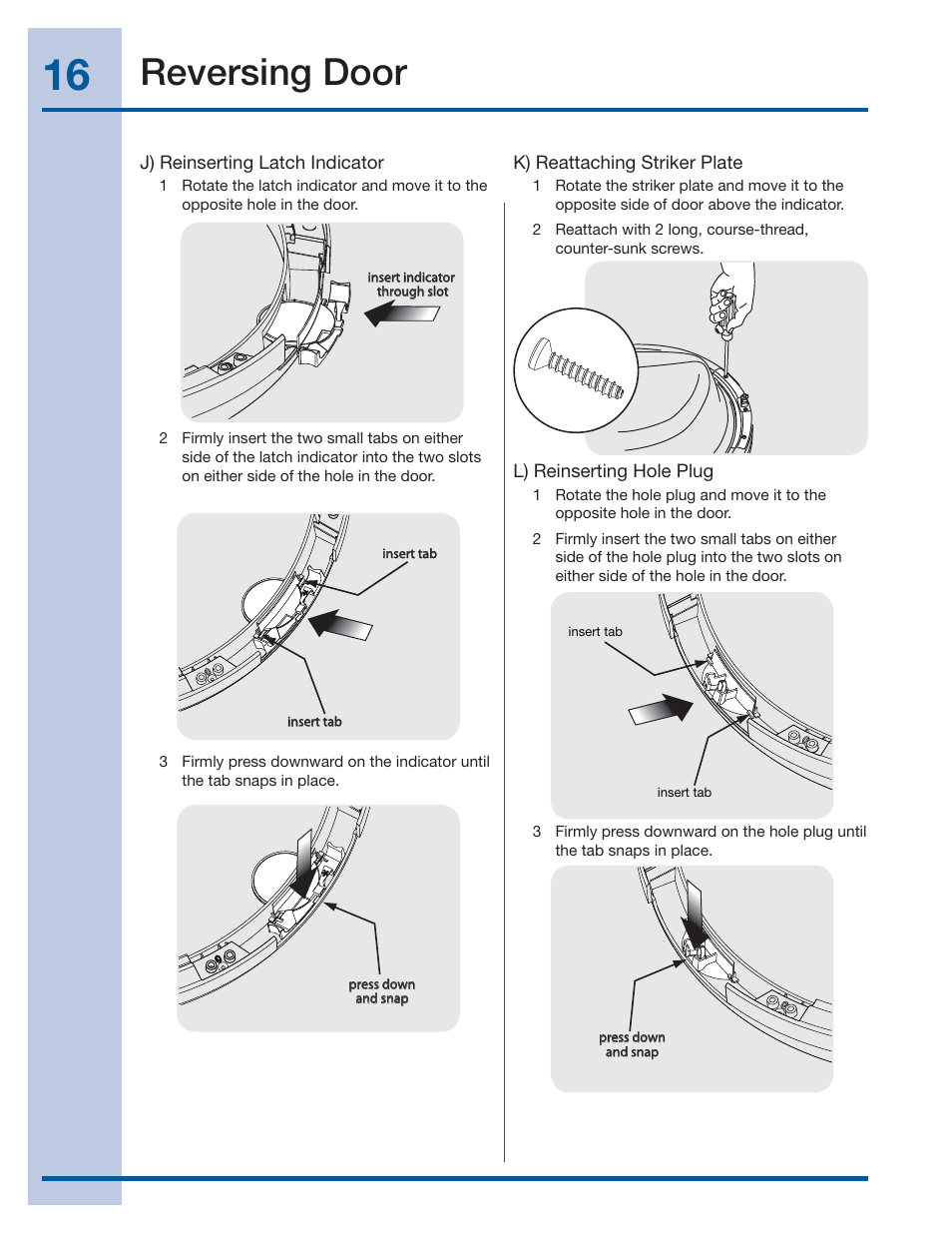 Reversing door | Electrolux EIFLS60JIW User Manual | Page 16 / 56