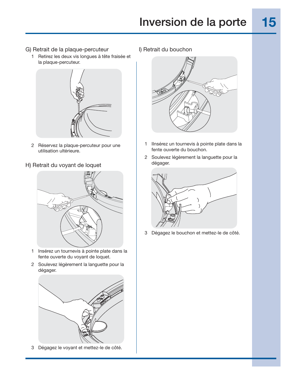 Inversion de la porte | Electrolux EIFLS60JIW User Manual | Page 33 / 56