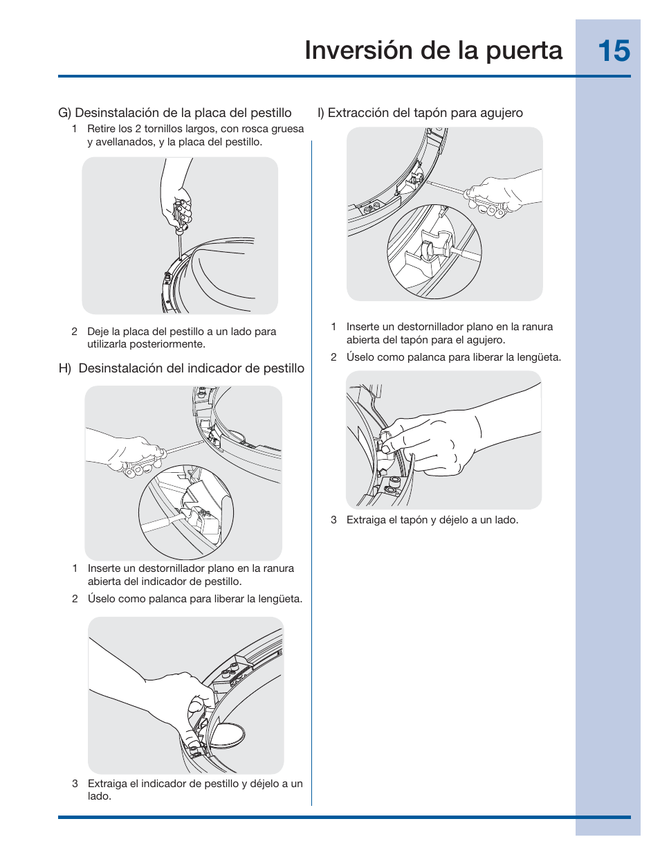 Inversión de la puerta | Electrolux EIFLS60JIW User Manual | Page 51 / 56