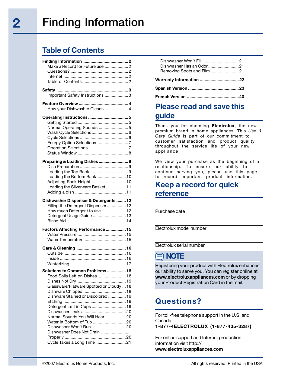 Electrolux EWDW6505GS User Manual | Page 2 / 72