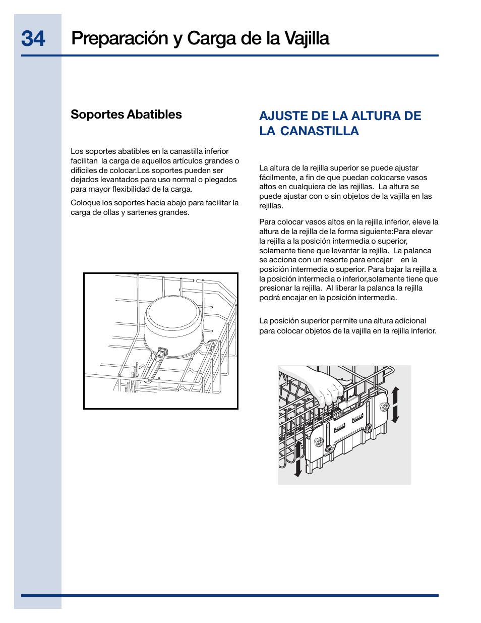 Preparación y carga de la vajilla | Electrolux EWDW6505GS User Manual | Page 34 / 72