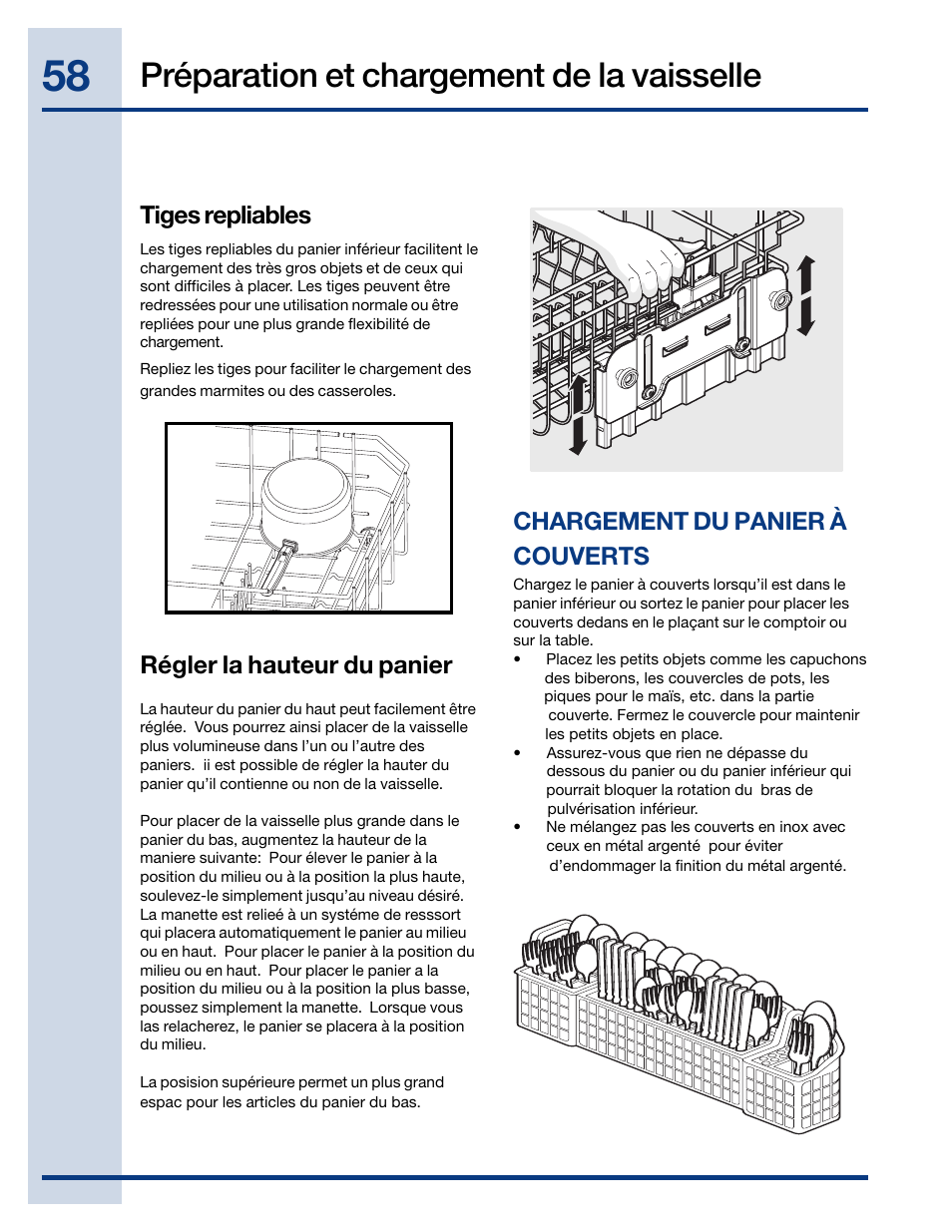 Préparation et chargement de la vaisselle | Electrolux EWDW6505GS User Manual | Page 58 / 72