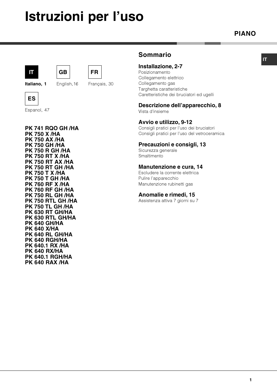 Hotpoint Ariston PK 750 X-HA User Manual | 64 pages