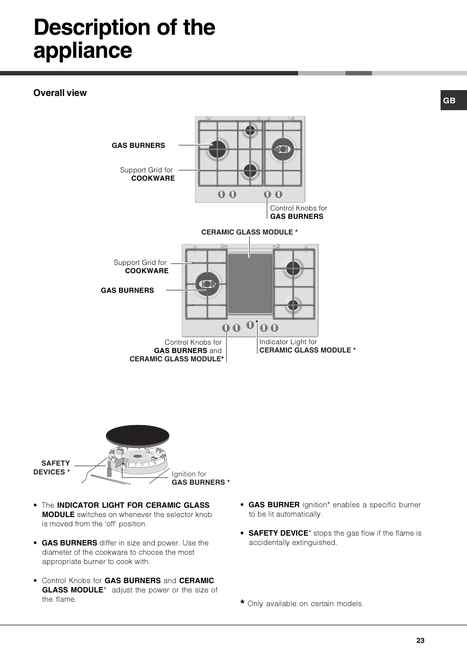 Description of the appliance | Hotpoint Ariston PK 750 X-HA User Manual | Page 23 / 64