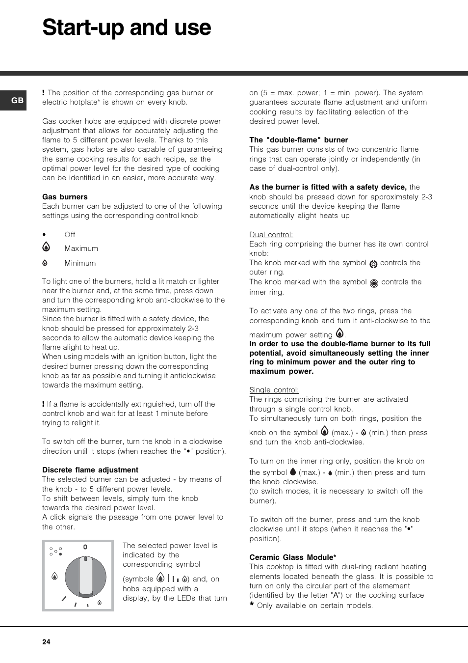 Start-up and use | Hotpoint Ariston PK 750 X-HA User Manual | Page 24 / 64