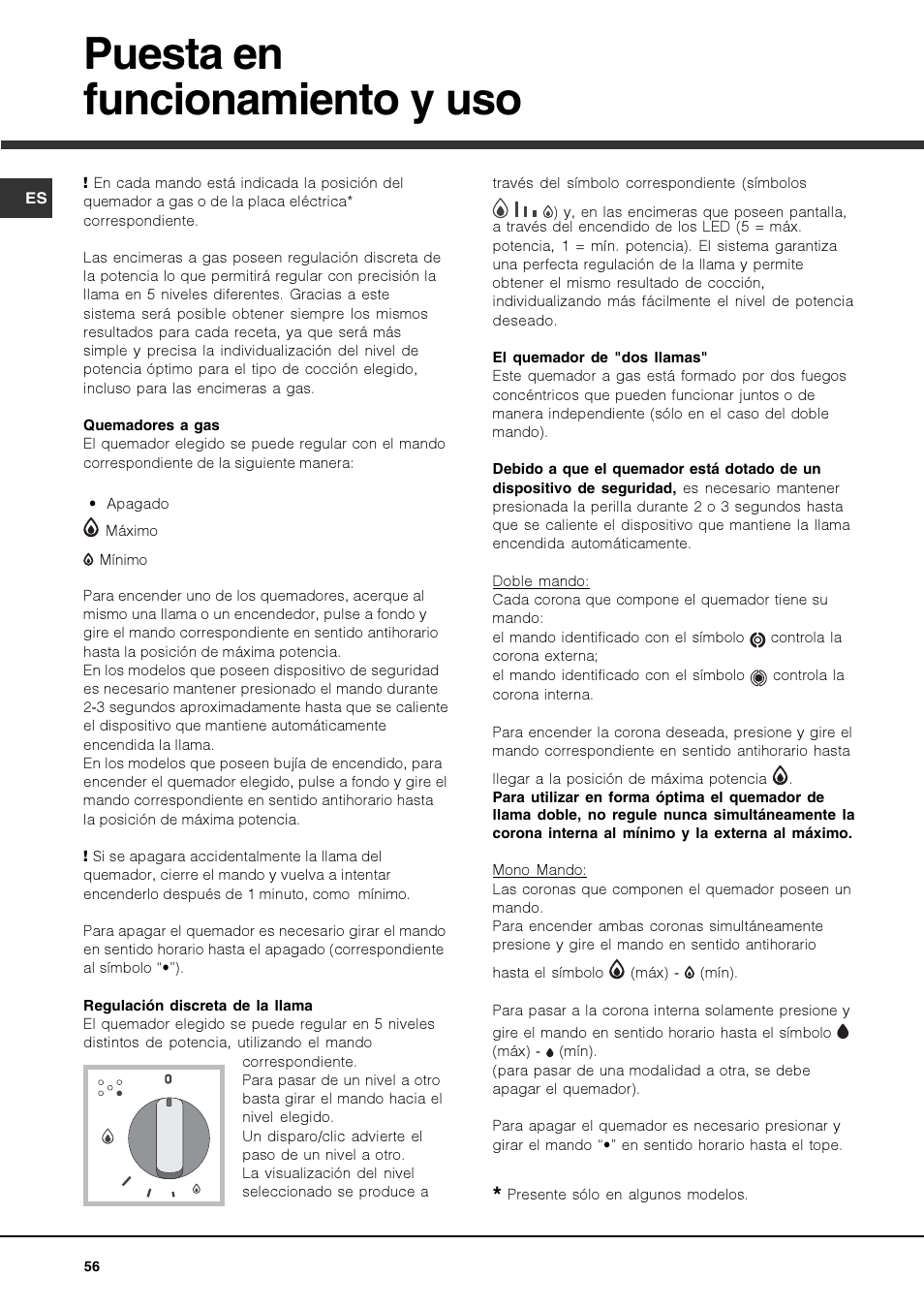 Puesta en funcionamiento y uso | Hotpoint Ariston PK 750 X-HA User Manual | Page 56 / 64