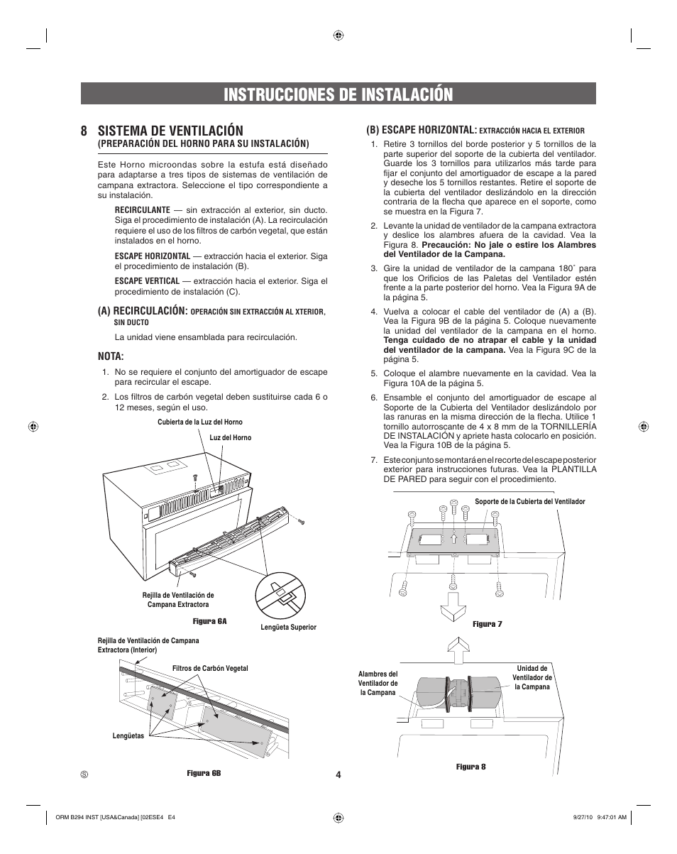 Instrucciones de instalación, 8 sistema de ventilación | Electrolux EI30BM55HS User Manual | Page 12 / 24