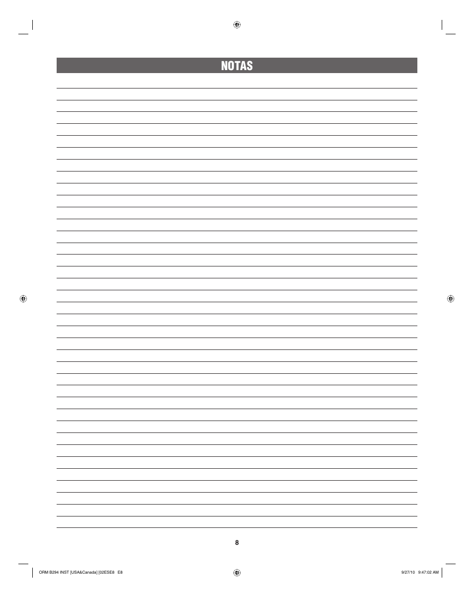 Notas | Electrolux EI30BM55HS User Manual | Page 16 / 24