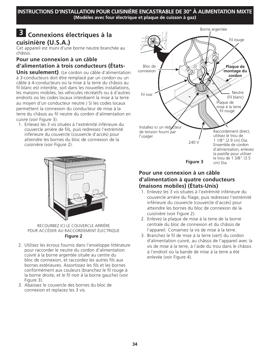 Connexions électriques à la cuisinière (u.s.a.) | Electrolux EI30DS55JS User Manual | Page 34 / 44