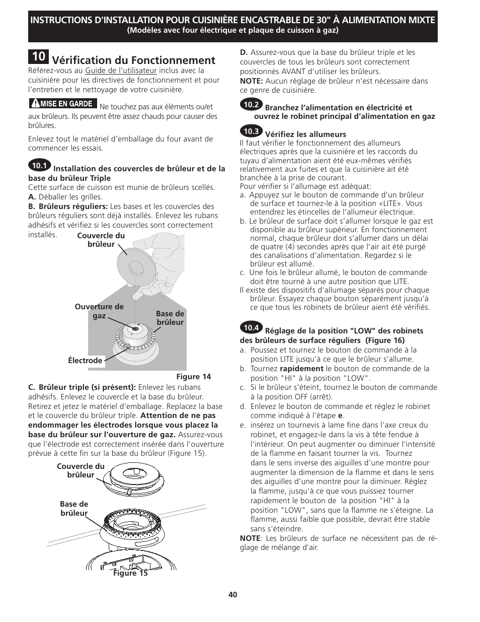 Vérification du fonctionnement | Electrolux EI30DS55JS User Manual | Page 40 / 44