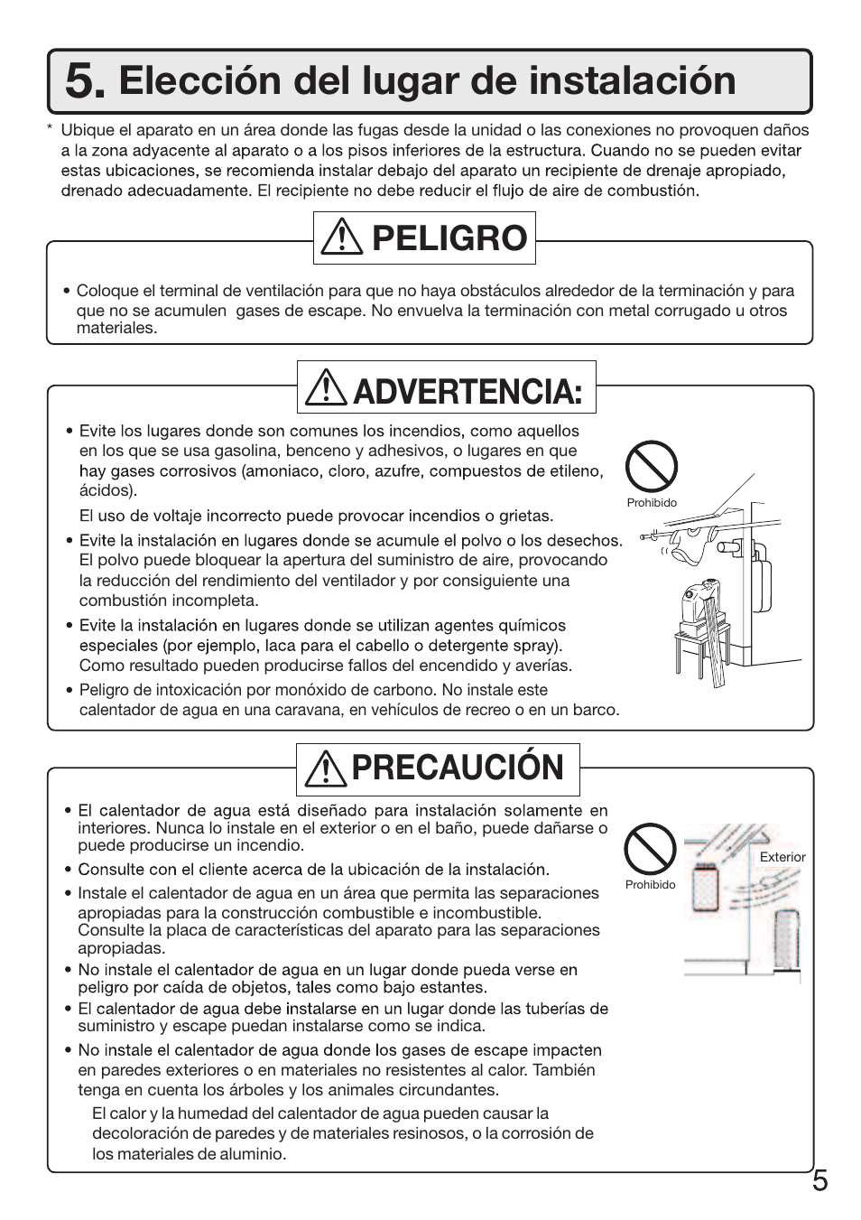 Elección del lugar de instalación, Peligro advertencia: precaución | Electrolux EP19WI30LS User Manual | Page 49 / 84