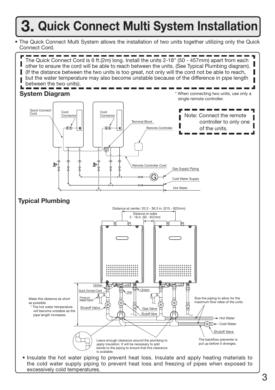 Quick connect multi system installation, Typical plumbing, System diagram | Electrolux EP19WI30LS User Manual | Page 5 / 84