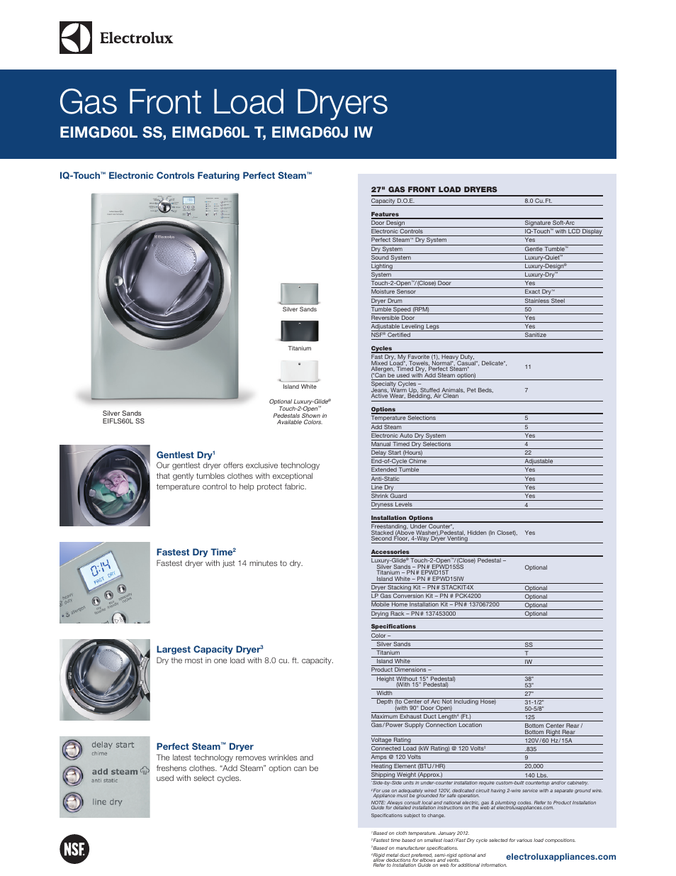 Electrolux EIMGD60LT User Manual | 2 pages