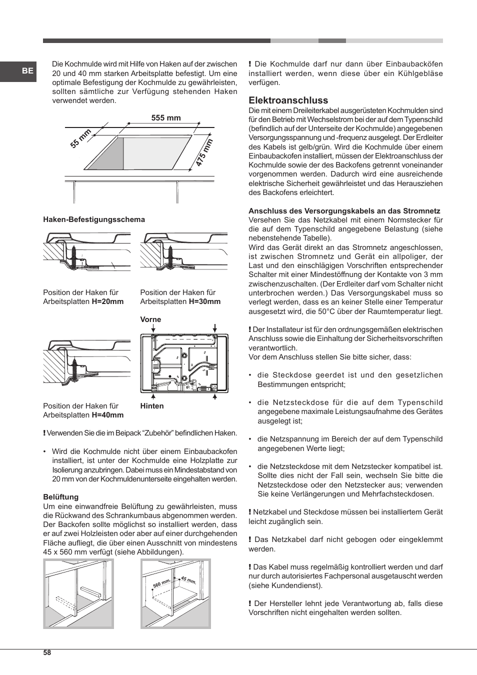 Elektroanschluss | Hotpoint Ariston PH 750 T (AV) R-HA User Manual | Page 58 / 84