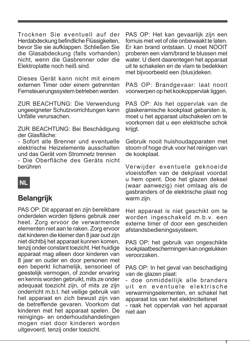 Belangrijk | Hotpoint Ariston PH 750 T (AV) R-HA User Manual | Page 7 / 84