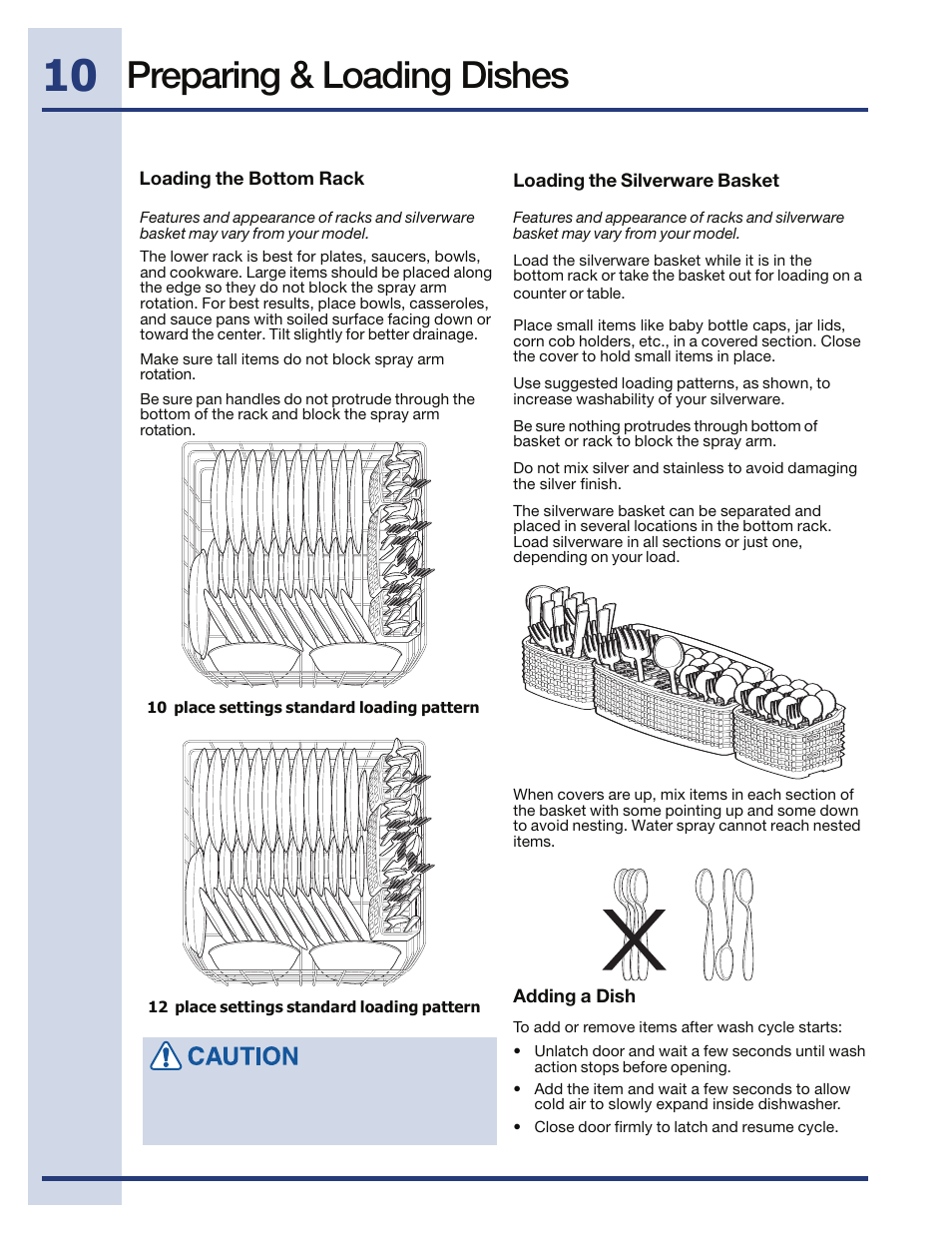 Preparing & loading dishes | Electrolux EIDW5705PW User Manual | Page 10 / 60