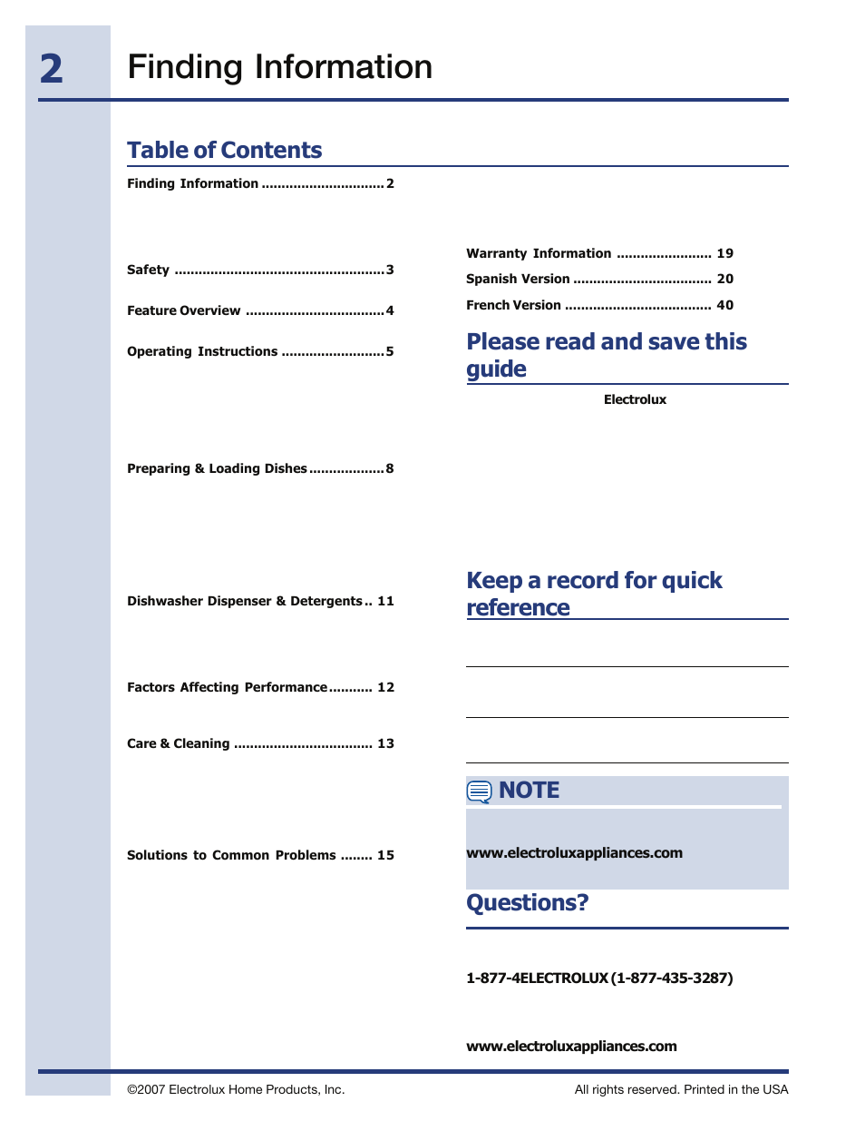 Electrolux EIDW5705PW User Manual | Page 2 / 60