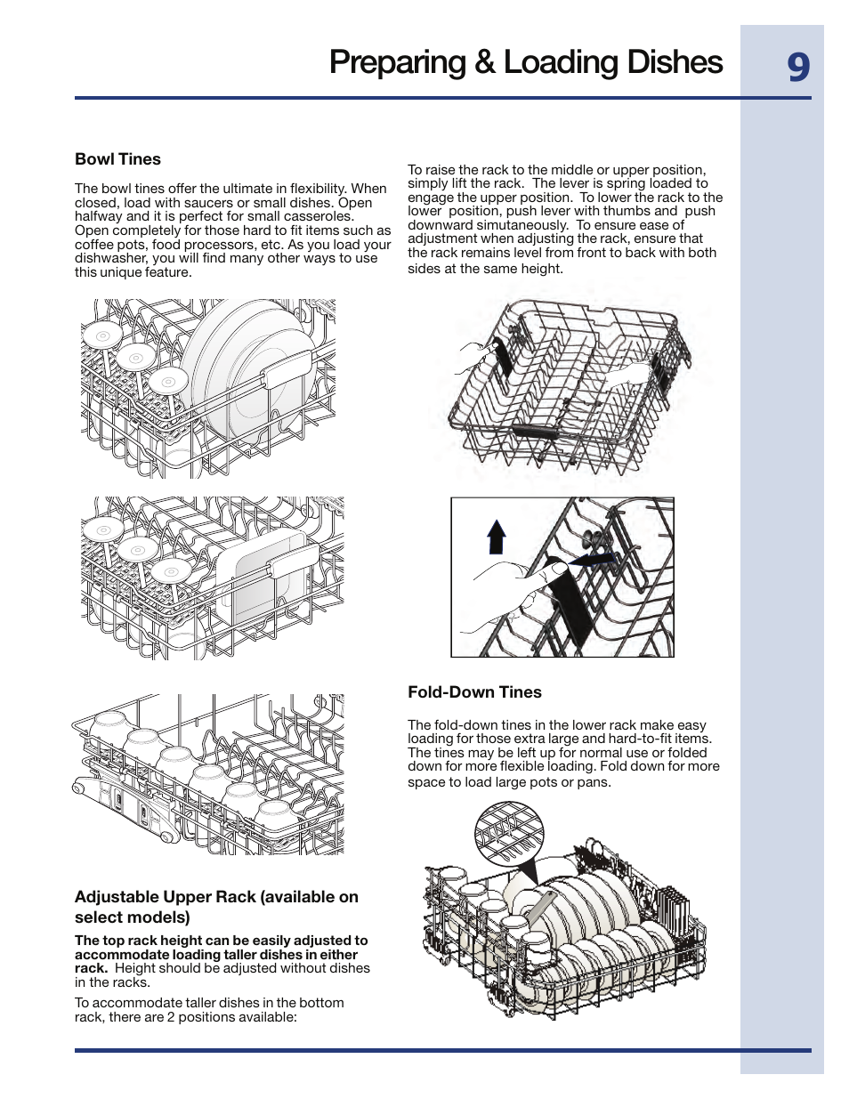 Preparing & loading dishes | Electrolux EIDW5705PW User Manual | Page 9 / 60