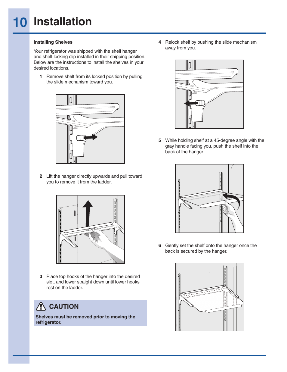 Installation, Caution | Electrolux EI23BC60KS User Manual | Page 10 / 34