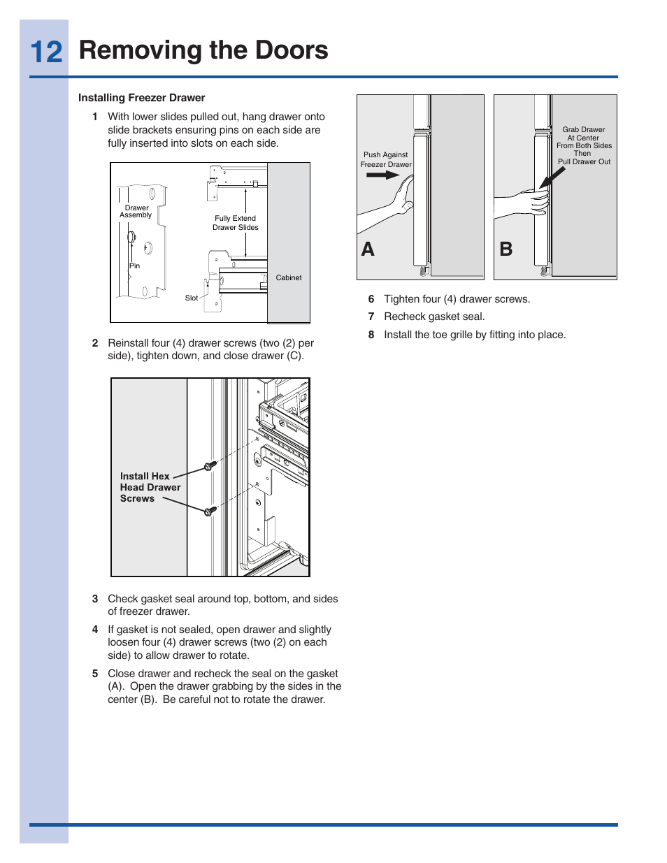 Removing the doors | Electrolux EI23BC60KS User Manual | Page 12 / 34