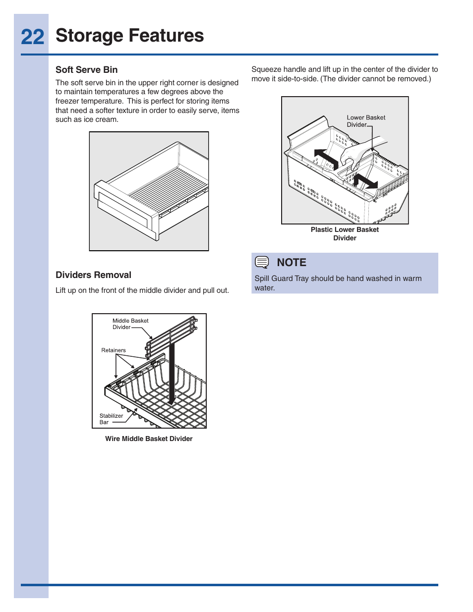 Storage features | Electrolux EI23BC60KS User Manual | Page 22 / 34