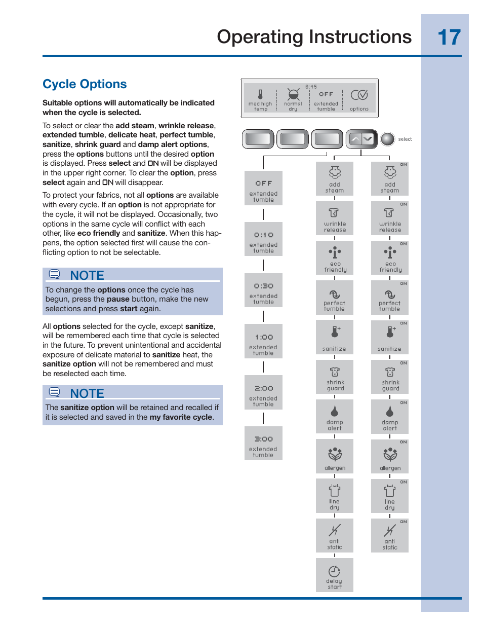 Operating instructions | Electrolux EWMGD70JIW User Manual | Page 17 / 30