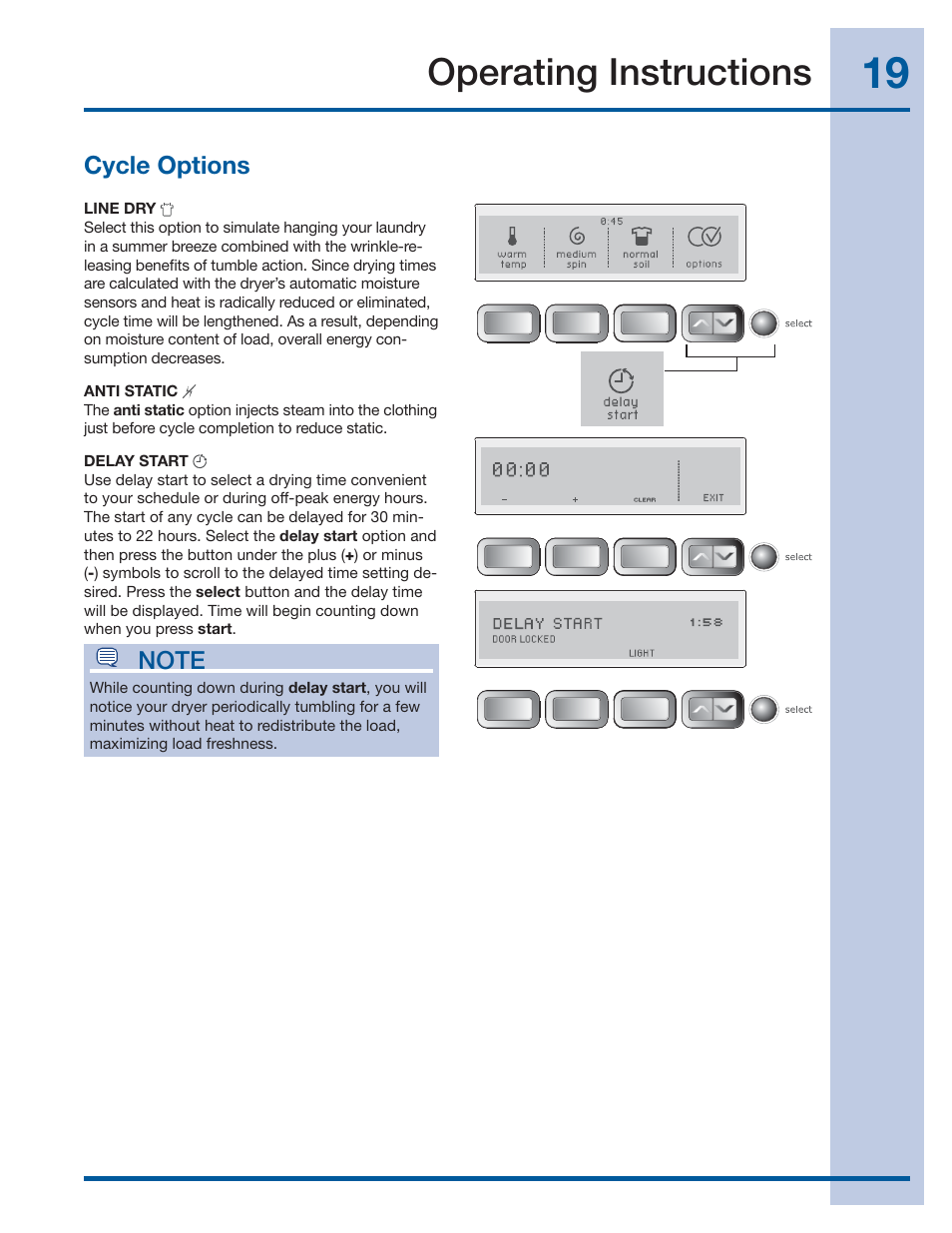 Operating instructions | Electrolux EWMGD70JIW User Manual | Page 19 / 30