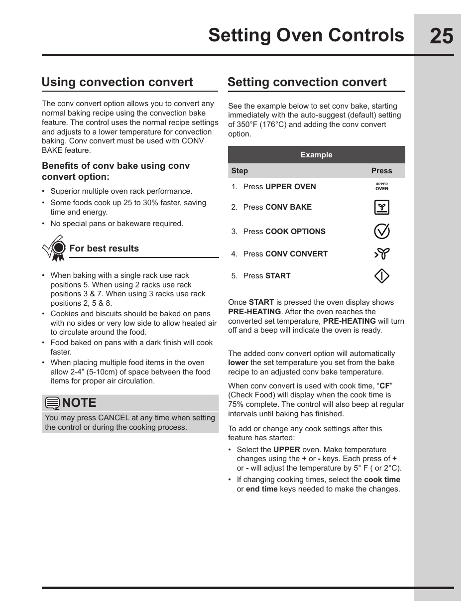 Setting oven controls | Electrolux EW30ES65GS User Manual | Page 25 / 56