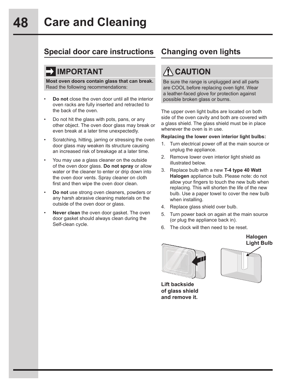 Care and cleaning, Important | Electrolux EW30ES65GS User Manual | Page 48 / 56