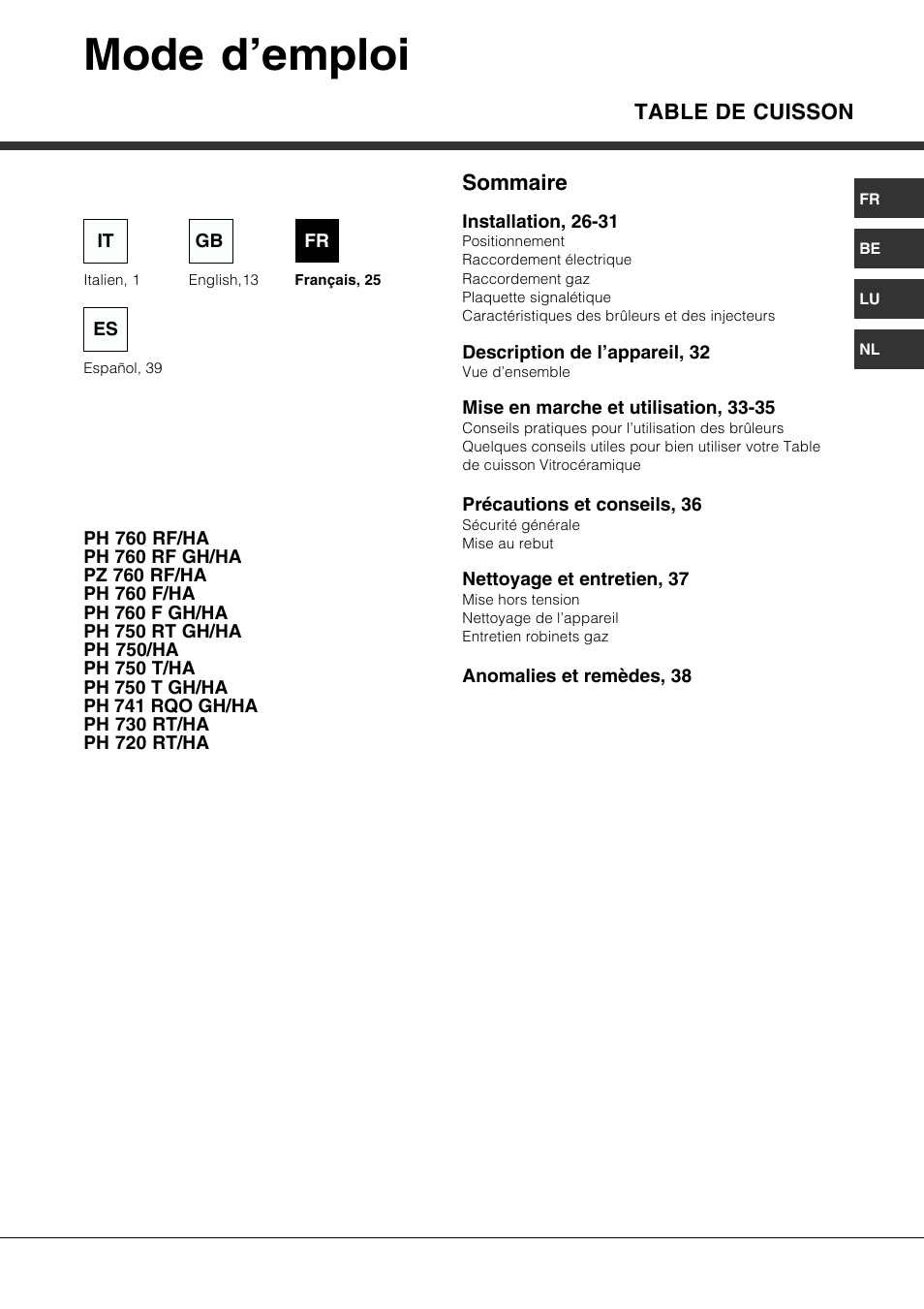 Mode d’emploi | Hotpoint Ariston PH 750 T (AN) R-HA User Manual | Page 25 / 52