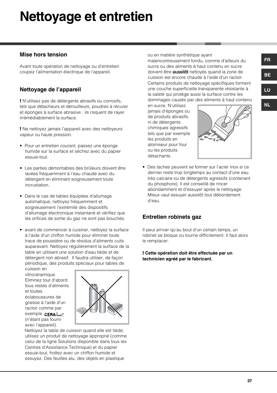 Nettoyage et entretien | Hotpoint Ariston PH 750 T (AN) R-HA User Manual | Page 37 / 52