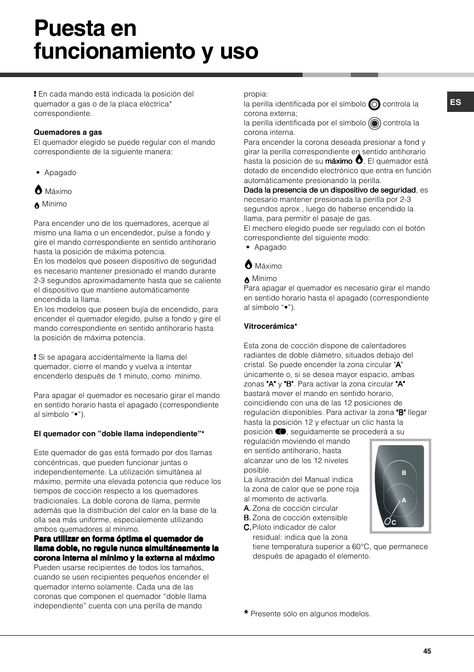 Puesta en funcionamiento y uso | Hotpoint Ariston PH 750 T (AN) R-HA User Manual | Page 45 / 52