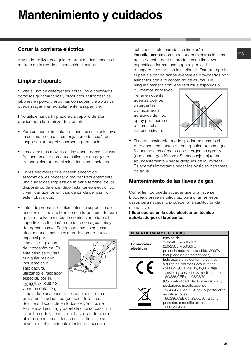 Mantenimiento y cuidados | Hotpoint Ariston PH 750 T (AN) R-HA User Manual | Page 49 / 52