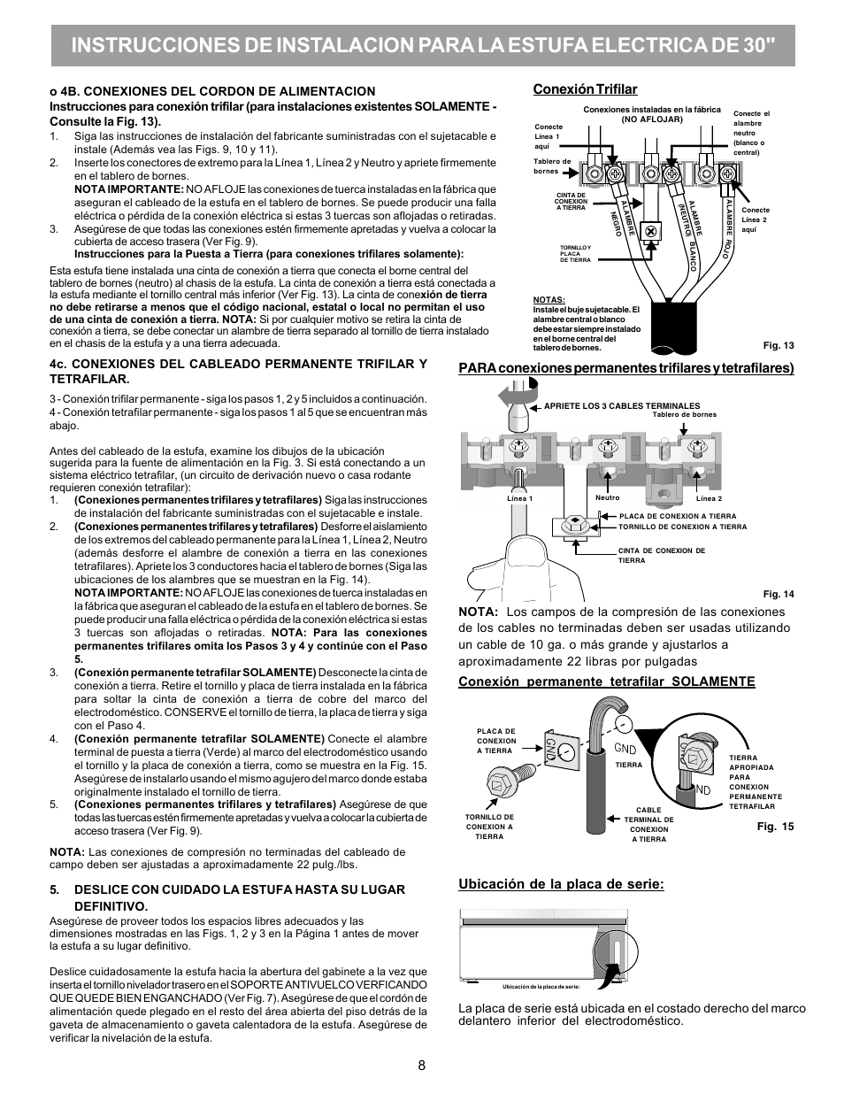 Conexión trifilar, Conexión permanente tetrafilar solamente | Electrolux EI30IF40LS User Manual | Page 10 / 12