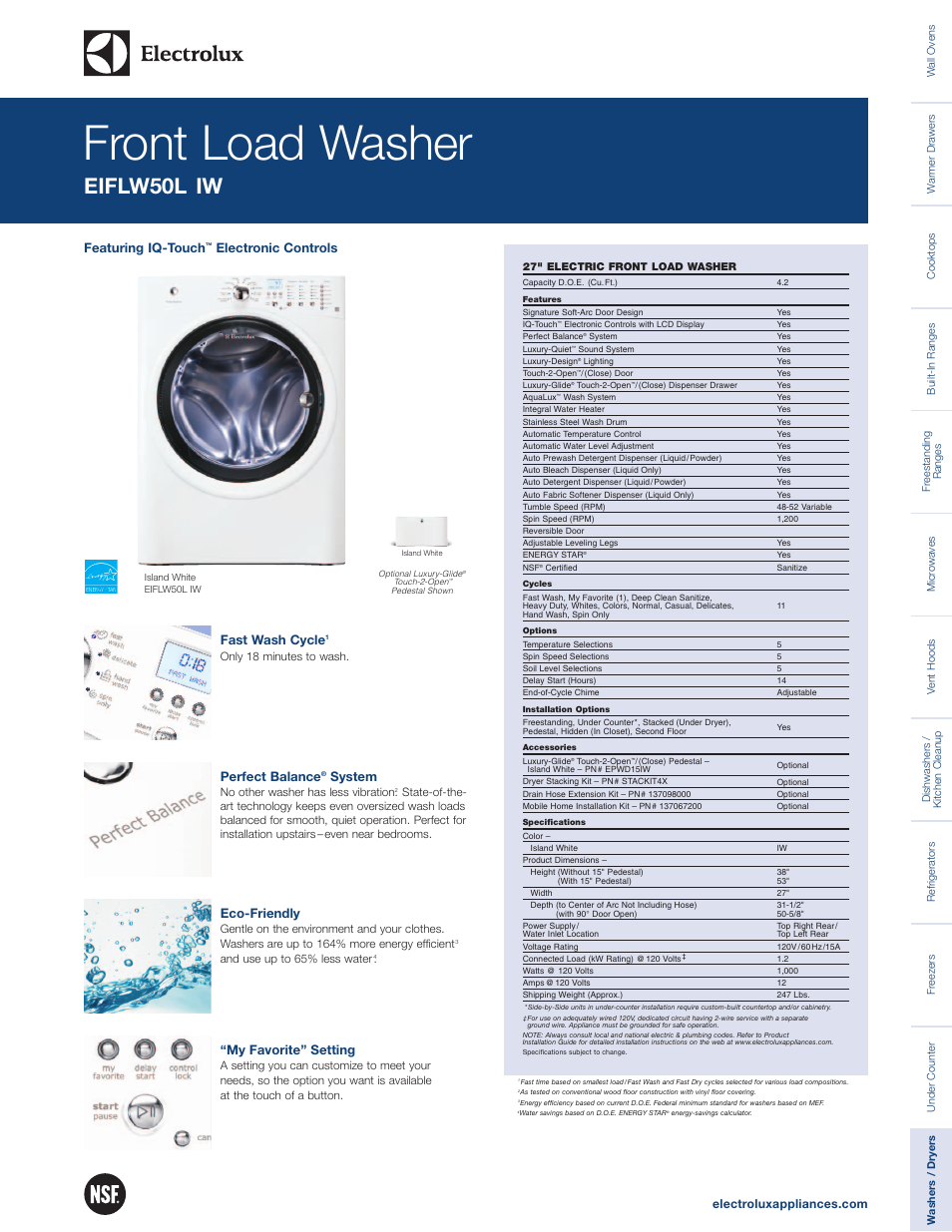 Electrolux EIFLW50LIW User Manual | 2 pages