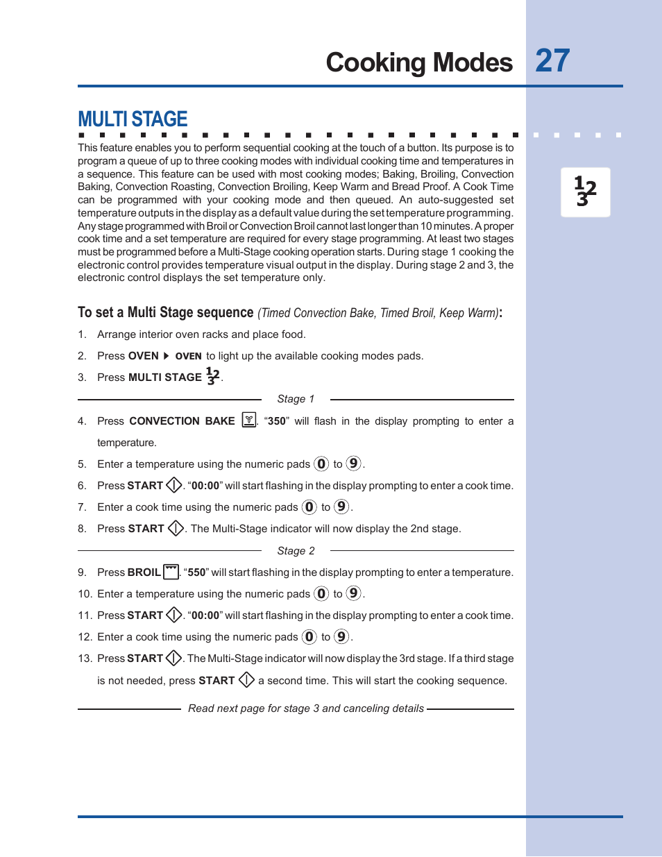 Cooking modes, Multi stage | Electrolux EW30EW55GS User Manual | Page 27 / 44