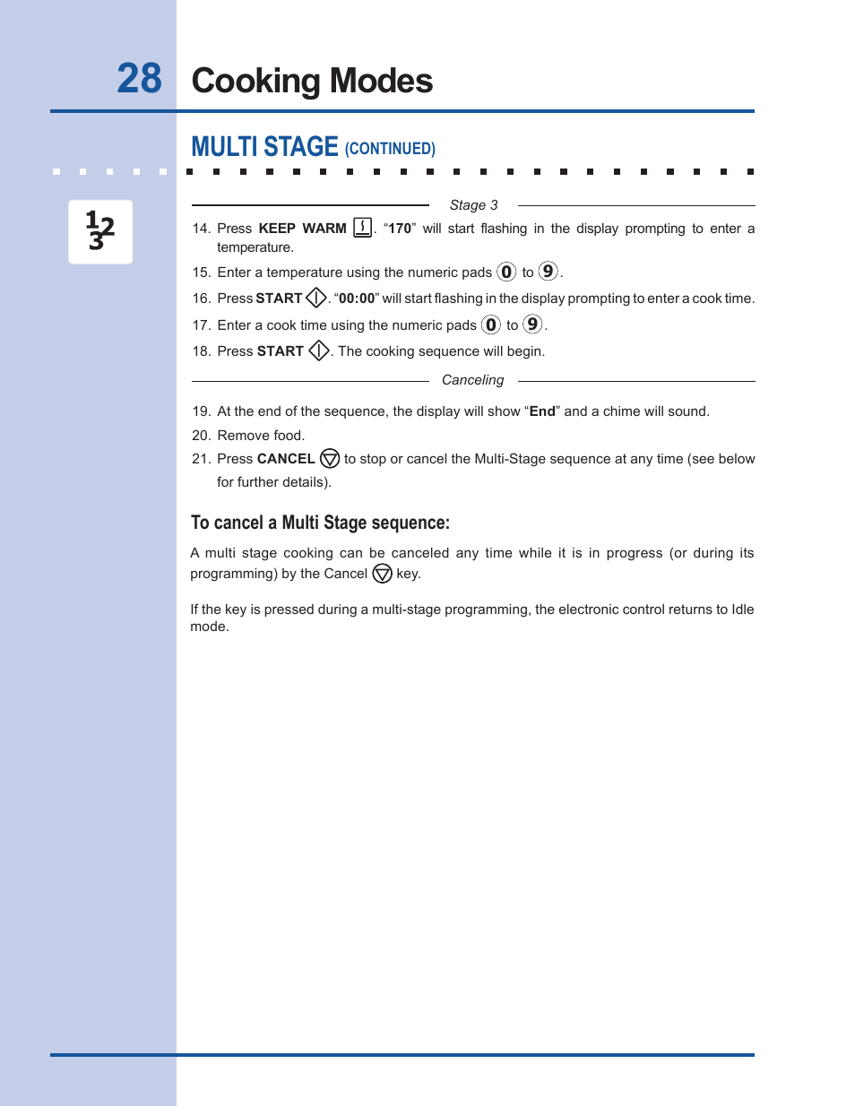 Cooking modes, Multi stage | Electrolux EW30EW55GS User Manual | Page 28 / 44