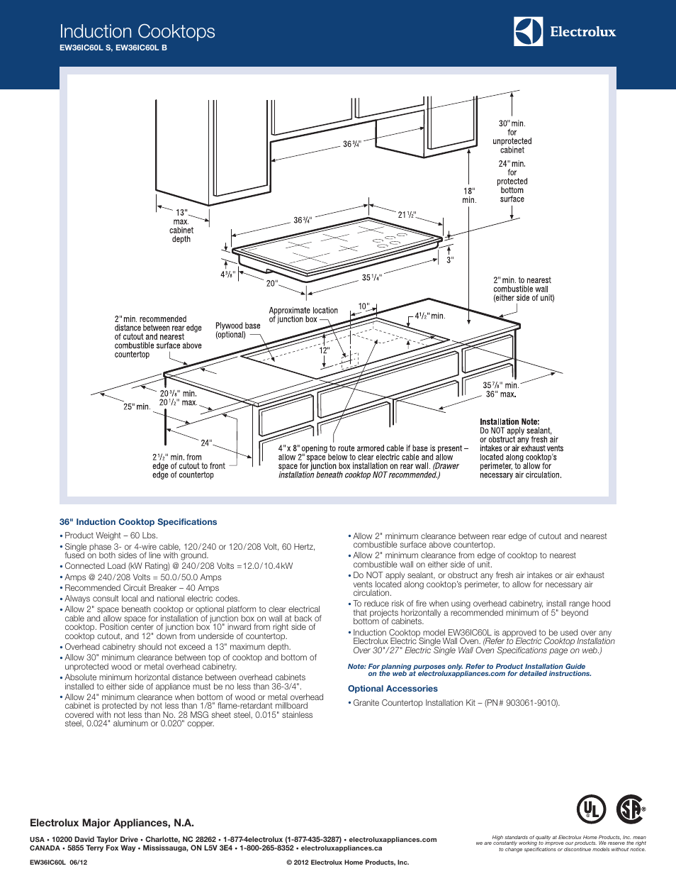 58676-7_elux_newcktops.qxd_1 2, Induction cooktops, Electrolux major appliances, n.a | Electrolux EW36IC60LS User Manual | Page 2 / 3