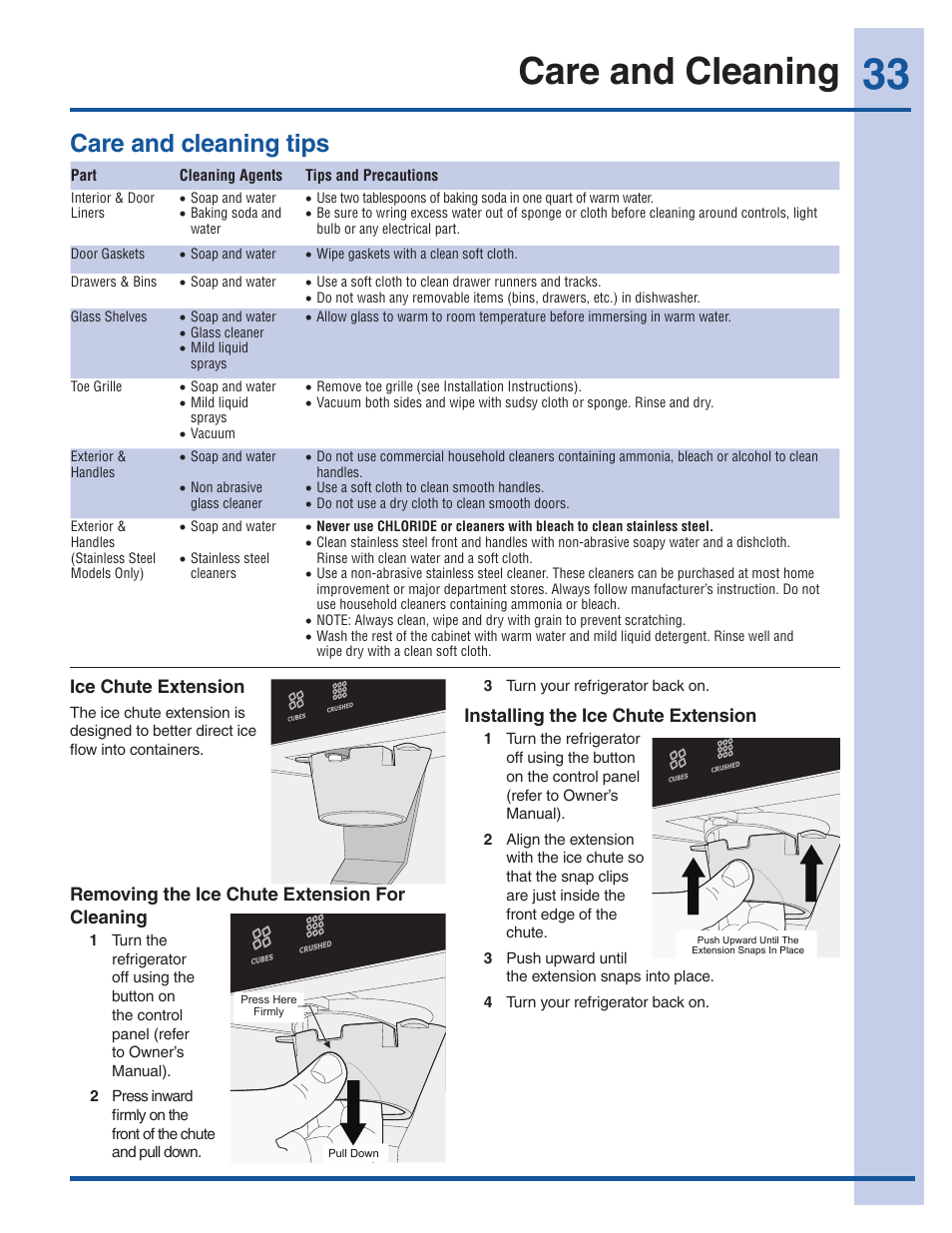Care and cleaning, Care and cleaning tips | Electrolux EW28BS85KS User Manual | Page 33 / 39