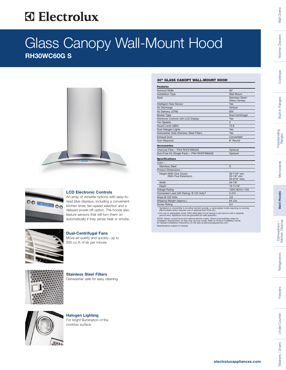 Electrolux RH30WC60GS User Manual | 2 pages