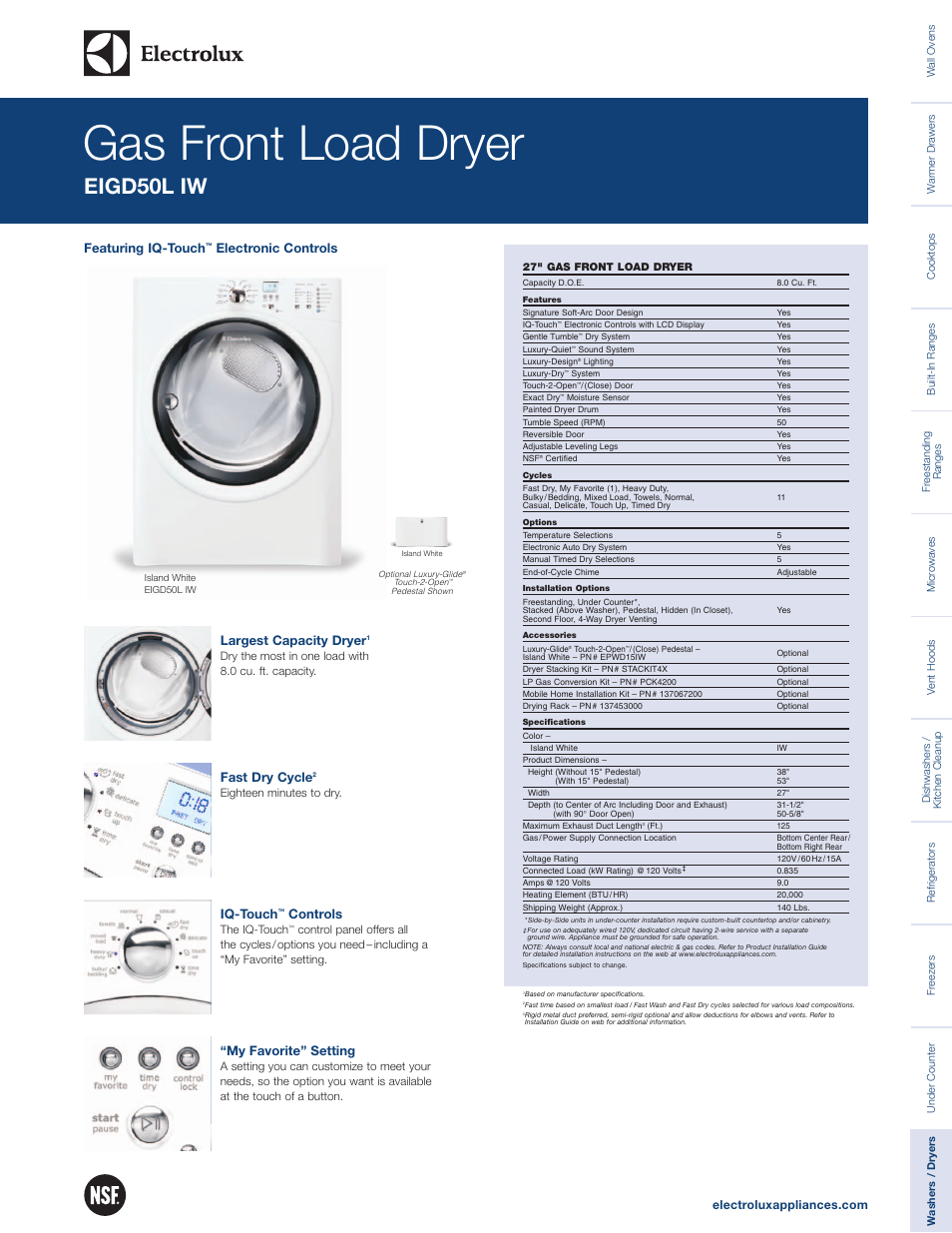 Electrolux EIGD50LIW User Manual | 2 pages