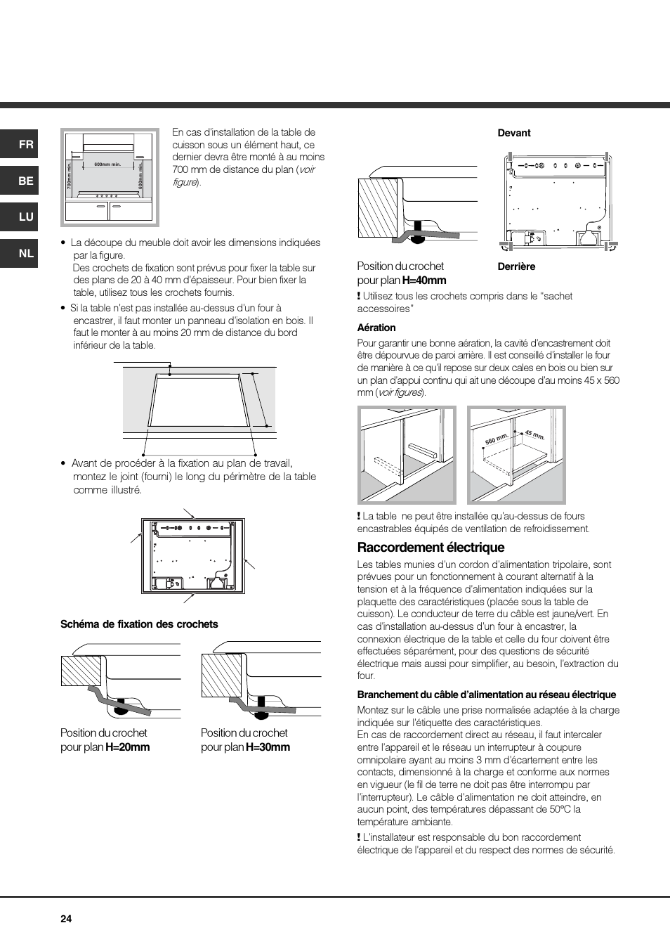 Raccordement électrique | Hotpoint Ariston TZ 751 S N (IX)-HA User Manual | Page 24 / 56