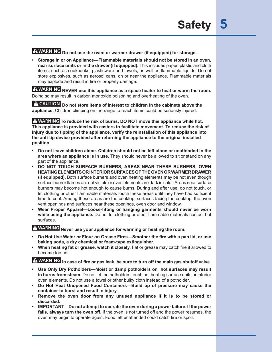 Safety | Electrolux EI30DS55LW User Manual | Page 5 / 52