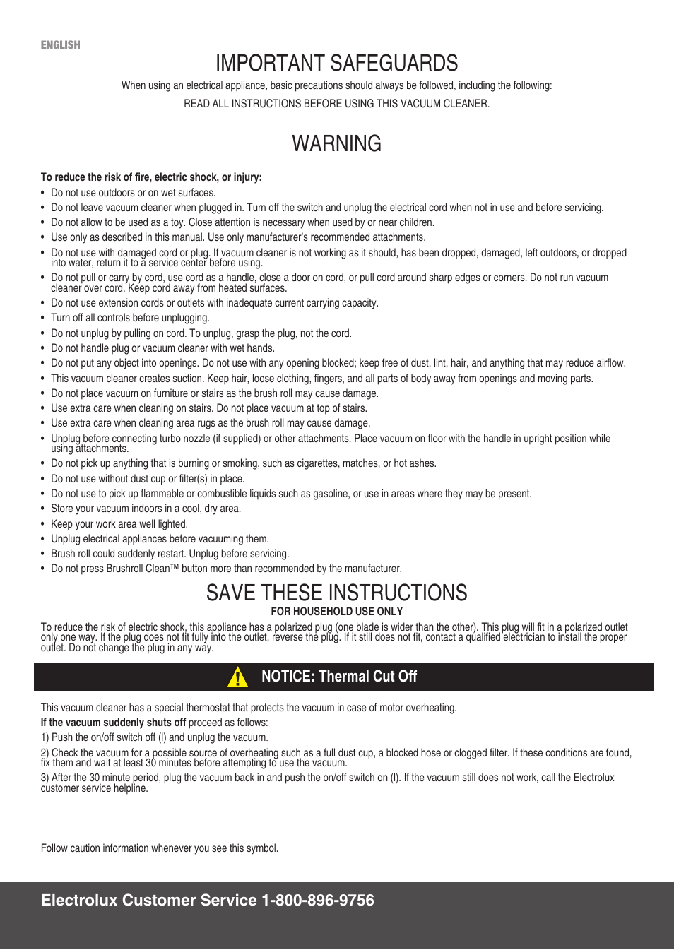 Important safeguards, Warning, Save these instructions | Electrolux EL8905A User Manual | Page 3 / 16