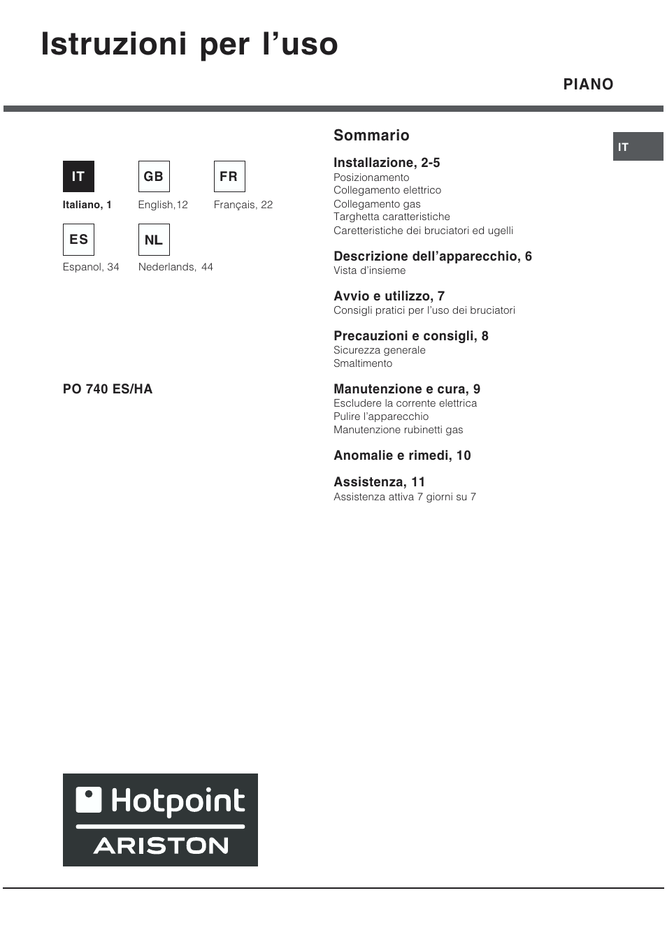 Hotpoint Ariston PO 740 ES (IX)-HA User Manual | 56 pages