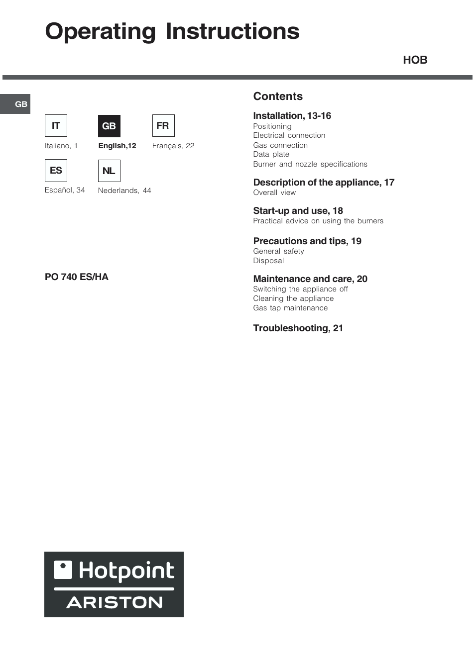 Hotpoint Ariston PO 740 ES (IX)-HA User Manual | Page 12 / 56