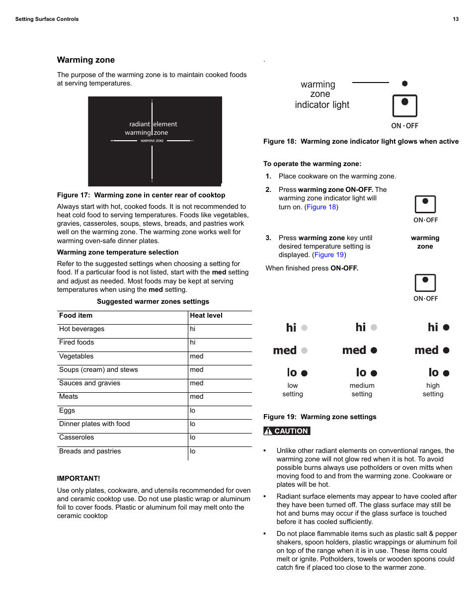 Zone indicator light warming | Electrolux EI30IF40LS User Manual | Page 13 / 47