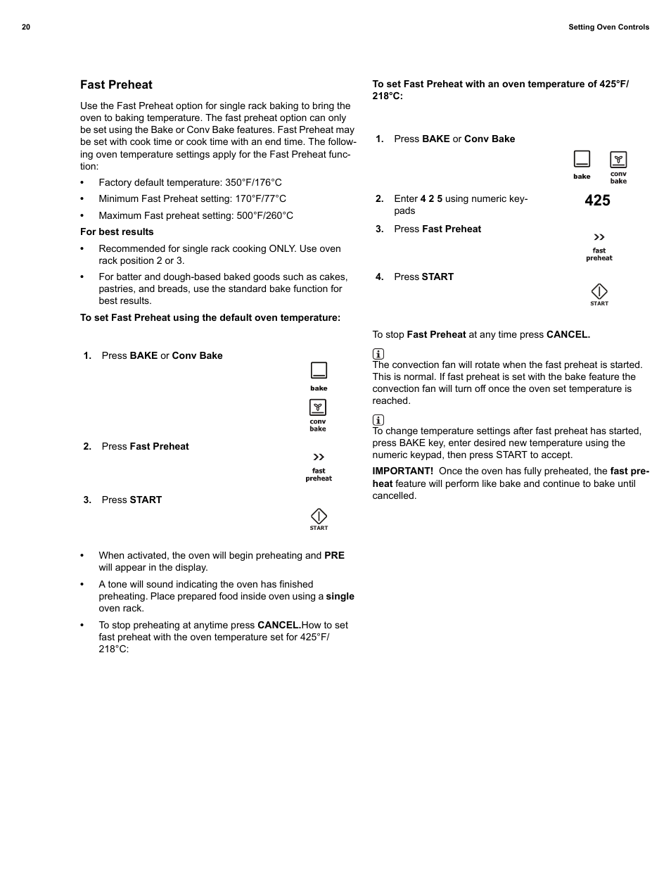 Fast preheat | Electrolux EI30IF40LS User Manual | Page 20 / 47