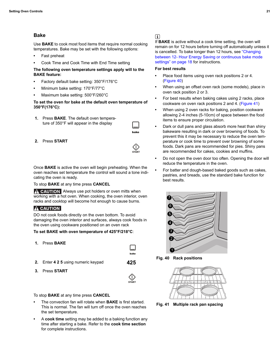 Bake | Electrolux EI30IF40LS User Manual | Page 21 / 47