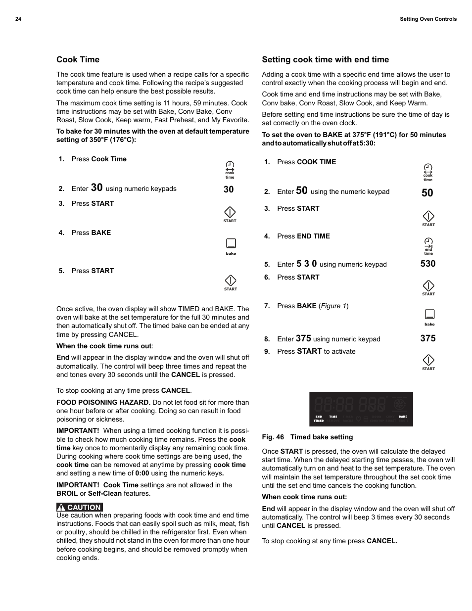 Cook time, Setting cook time with end time | Electrolux EI30IF40LS User Manual | Page 24 / 47